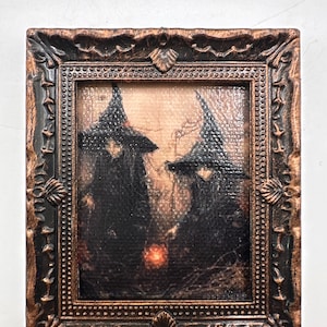 Miniature creepy wall art witch dollhouse picture framed mini haunted spooky photo 1:12 scale haunted Halloween decorations witch decor doll