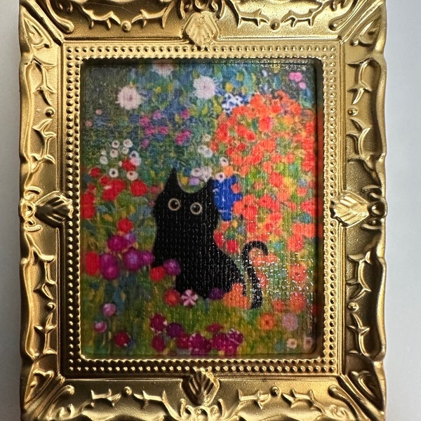 Dollhouse picture miniature framed painting artwork dollhouse black cat picture 1:12 scale wall art dollhouse accessories miniature painting