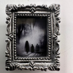 Miniature creepy wall art witch dollhouse picture framed mini haunted spooky photo 1:12 scale haunted Halloween decorations witch decor doll