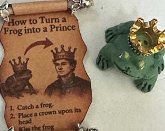 Miniature witches frog to prince spell  kit, Haunted mini Potion Bottles, Spell Scroll Set, Witchy 2pc Bundle, Spooky Diorama, 1:12