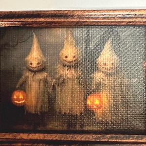 Arte para casa de muñecas, lindo estampado de fantasma, mini pintura, cuadro en miniatura de Halloween, foto pequeña enmarcada de fantasmas, foto espeluznante a escala 1:12 para habitación de casa de muñecas embrujada