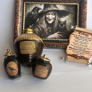 1:12 scale witches urn set miniature creepy items tiny gothic accessories scary dollhouse decor fantasy potion jar horror halloween display
