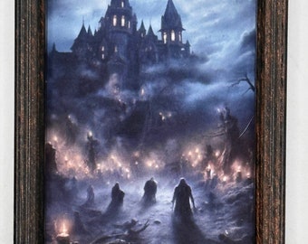 Miniature creepy wall art witch dollhouse picture framed mini haunted spooky photo 1:12 scale haunted Halloween decorations witch decor doll