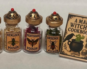 Dollhouse Witch Potion Bottle Bundle: Spooky Gothic Apothecary, 1/12 Scale
