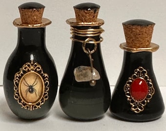 Gothic dollhouse potion bottles miniature witch potion set 1:12 scale witches cottage mini witches accessories miniature witch magic spell