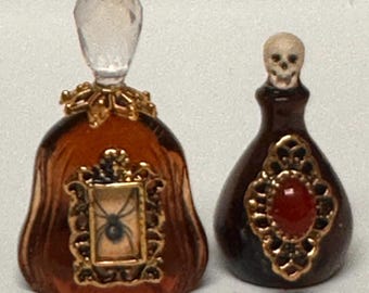 Gothic tiny potion bottles miniature witch magic set 1:12 scale witches cottage mini wizard accessories miniature fantasy garden magic spell