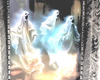 Dollhouse ghost creepy mini painting Halloween miniature picture framed mini haunted spooky photo 1:12 scale haunted dollhouse decorations