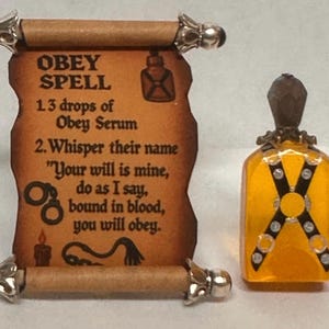 Miniature witches spell kit, Haunted mini Potion Bottles, Spell Scroll Set, Witchy 2pc Bundle, Spooky Diorama, 1:12 Witches den accessories