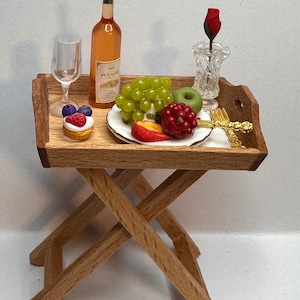 Dollhouse snack tray miniature food doll breakfast tray mini tea set diorama dolls tv tray miniature lunch one inch scale food items