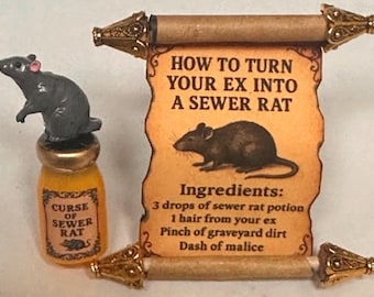 Miniature witches spell kit, Haunted mini Potion Bottles, Spell Scroll Set, Witchy 2pc Bundle, Spooky Diorama, 1:12 Witches den accessories