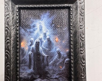 Dollhouse art creepy ghost mini painting Halloween miniature picture framed mini haunted spooky photo 1:12 scale haunted dollhouse decor