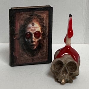 1:12 scale witch spell book set haunted miniature skull spooky library witches dollhouse items gothic book shelf miniature horror diorama