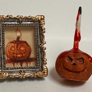 1:12 scale Halloween decorations haunted pumpkin candle miniature creepy picture set tiny gothic doll supplies scary dollhouse witch items