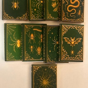 1:12 scale witch encyclopedia bundle creepy haunted library magic spell hex miniature horror accessories gothic dollhouse items spooky books