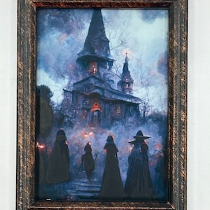 Miniature creepy wall art witch dollhouse picture framed mini haunted spooky photo 1:12 scale haunted Halloween decorations witch decor doll