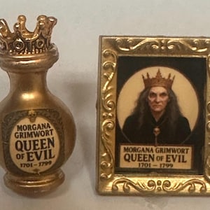 1:12 scale haunted diorama, witchy dollhouse items, spooky miniature set, tiny gothic urn, unique fantasy decor, very small creepy picture