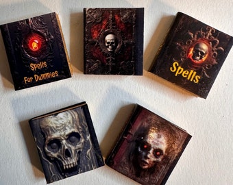 1:12 scale witch book set creepy haunted library witch spell book miniature witches accessories gothic dollhouse items spooky diorama shelf