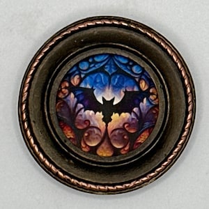 Dollhouse bat picture miniature framed wall art painting tiny round bird picture haunted spooky photo 1:12 scale gothic style witch print
