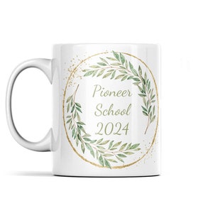 CUSTOM Pioneer School 2024 Mug leafy design personalised for your friend or family member attending class this year Perfect JW gift image 2