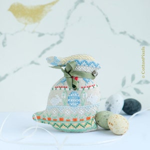 Lapin de Pâques 3D par Cotton Pixels - Modèle de point de croix compté - Copie papier