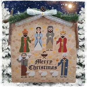 Nativity 2022 (w/gold star charm) by Fairy Wool in the Wood - Counted cross stitch pattern with charm