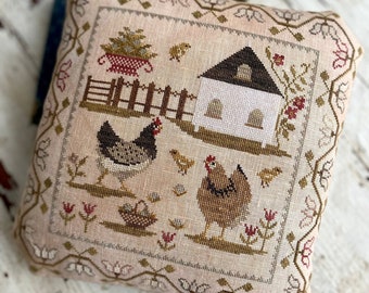 Spring Chickens Pinkeep par Stacy Nash Designs - Grille point de croix compté - Copie papier