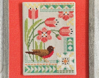 Robin&#39;s Spring Seasonal Courier by Robin Pickens - Counted cross stitch pattern - Hard copy
