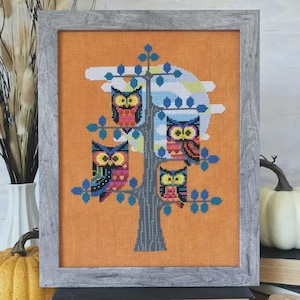 Whooo&#39;s There? by Satsuma Street - Counted cross stitch pattern - Hard copy