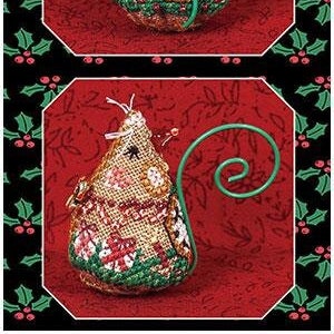 Christmas Eve Mouse by Just Nan - Counted cross stitch printed pattern with embellishment pack - Release November 2023