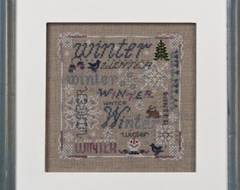 Winter Typography JN256 by Just Nan - Counted cross stitch pattern with embellishment pack