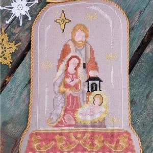 Nativity by Twin Peak Primitives - Glass Cloche Mini Series - Counted cross stitch pattern - Hard copy