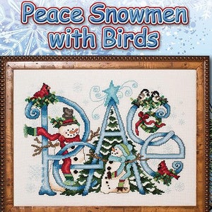 Bonhommes de neige de la paix avec oiseaux par Stoney Creek - Modèle de point de croix compté - Copie papier