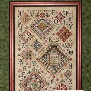 Quaker Diamonds by Rosewood Manor - Counted cross stitch pattern, Valdani thread pack