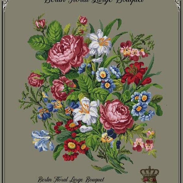 Roses Bouquet by Antique Needlework Designs - Counted cross stitch pattern - Hard copy