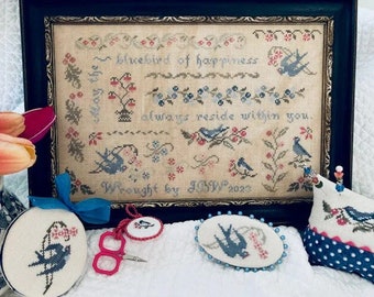 Bluebirds of Happiness by JBW Designs - Counted cross stitch pattern - Hard copy