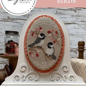 Bloesems en vogels van Erin Elizabeth Designs - Geteld kruissteekpatroon - Gedrukt