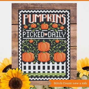 Pumpkins Sign by Shannon Christine Designs - Counted cross stitch pattern - Hard copy
