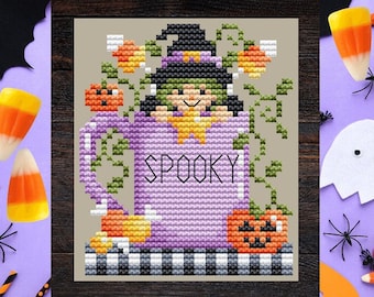Spooky Mug by Shannon Christine Designs - Counted cross stitch pattern - Hard copy