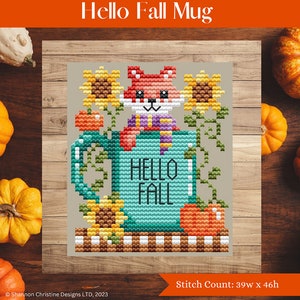 Shannon Christine DesignsのHello Fallマグカップ - クロスステッチパターン - ハードコピー