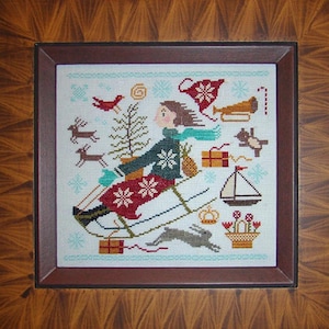 Échantillons de Christmas Joy Ride by Carriage House - Modèle de point de croix compté - Copie papier