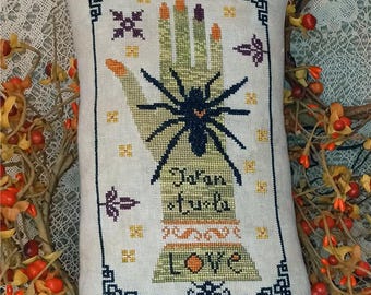 Tarantula Pillow by Miss Prim - Goode Witch's Pet Collection 1 - Counted cross stitch pattern - Hard copy