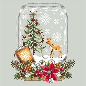 Deer Snow Globe by Shannon Christine Designs - Counted cross stitch pattern - Hard copy