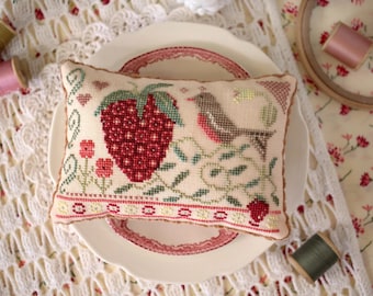 Strawberry Faire by October House Fiber Arts - Counted cross stitch pattern - Hard copy