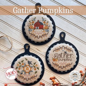 Gather Pumpkins by Hands On Design - Counted cross stitch pattern - Hard copy