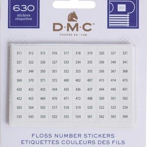 DMC Floss Number Stickers