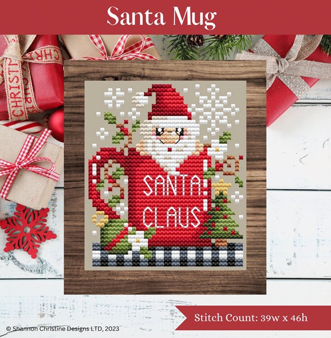 Santa Mug by Shannon Christine Designs - Counted Cross Stitch Pattern ...