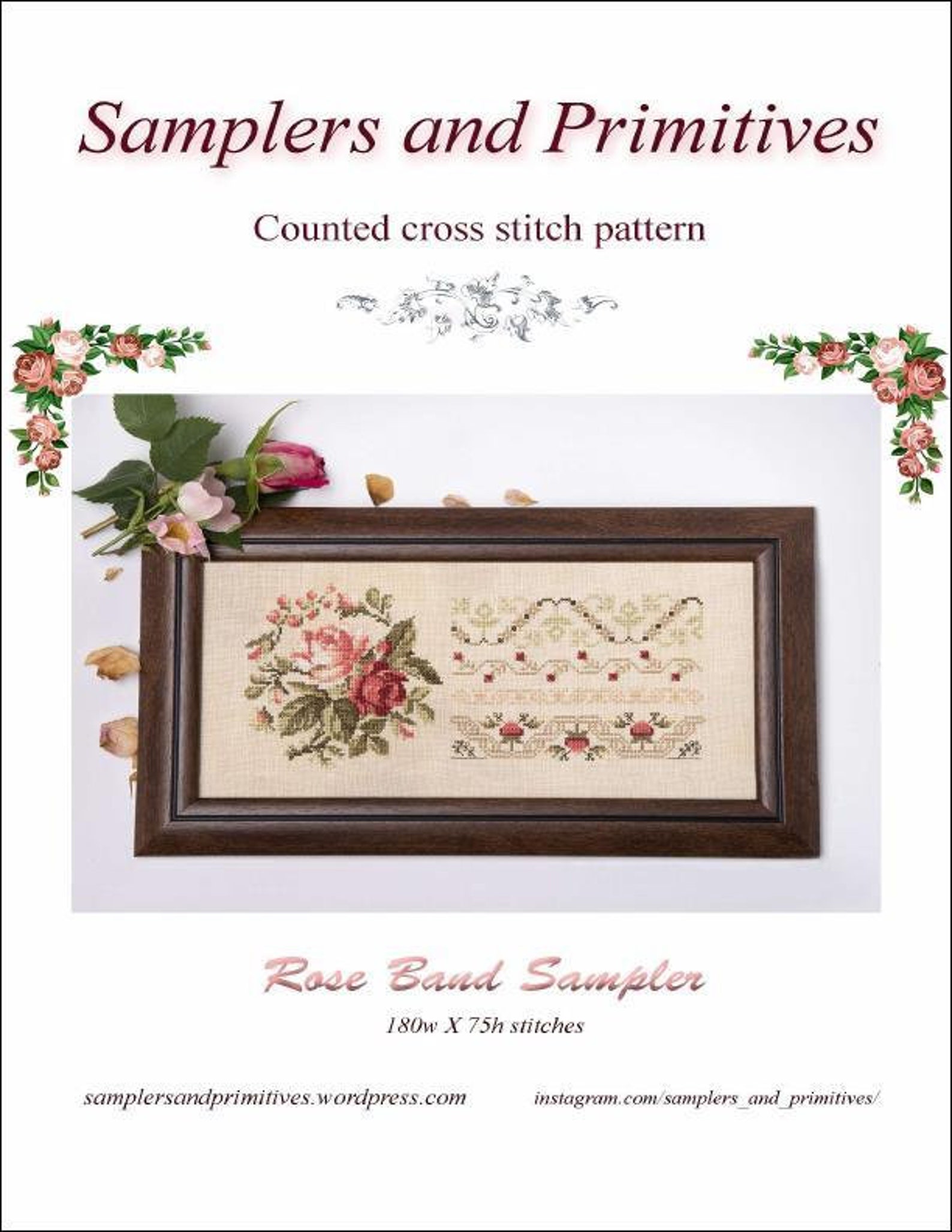 Rose Band Sampler by Samplers and Primitives - Counted Cross Stitch ...