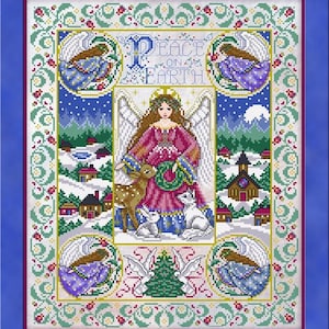 Peace on Earth Angel Sampler by Joan Elliott Designs - Counted cross stitch pattern - Hard copy