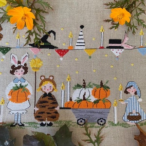 Récolte de citrouilles / La Raccolta Delle Zucche par Lilli Violette - Grille point de croix compté - Copie papier