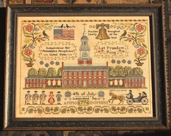 Let Freedom Ring by Lila’s Studio, Patriotic Cross Stitch Pattern, Americana Sampler, Liberty Bell & Independence Hall, Paper Chart